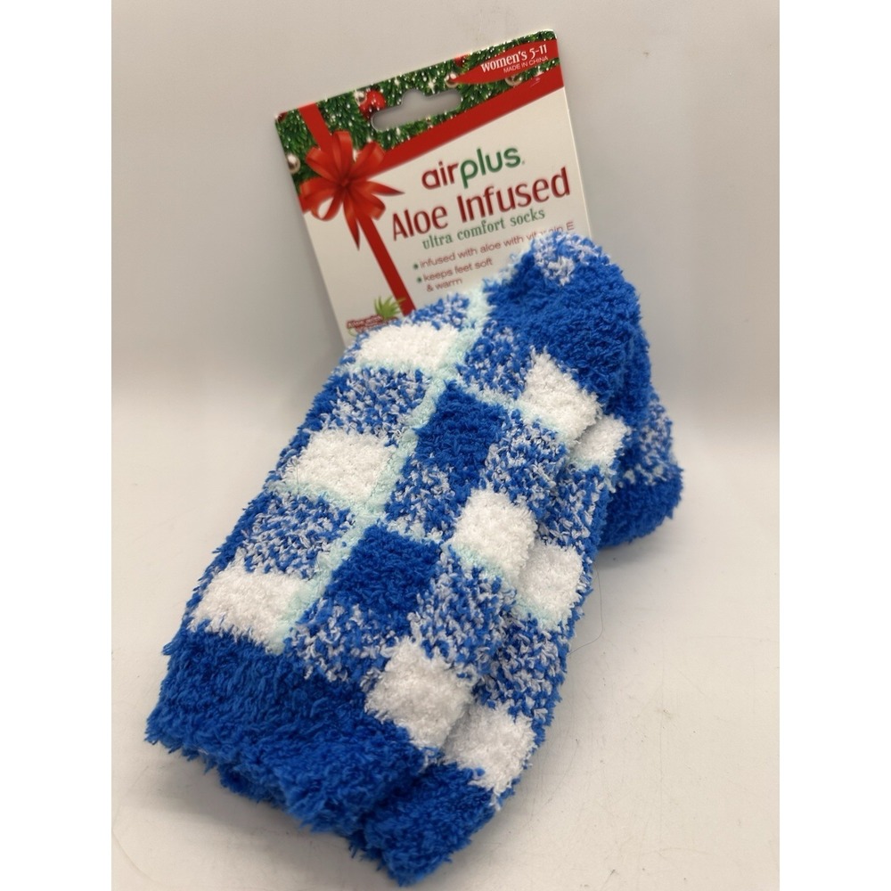 Airplus Aloe Infused Ultra Comfort Socks Women's 5-11 Blue White NWT